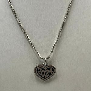 James Avery Sterling‎ Silver 2024 Heart Charm Box Link Sterling Chain Necklace